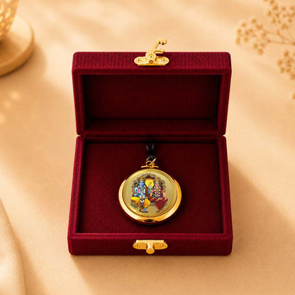 Diviniti 24K Gold Plated Ram Sita & Hanuman 18MM Double Sided Pendant For Men, Women & Kids