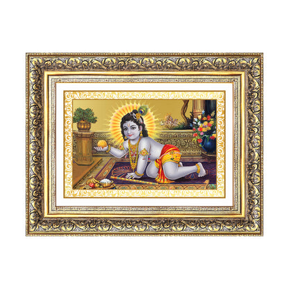 Diviniti 24K Gold Plated Laddu Gopal (Classic) Divine Wall Frame for Home Mandir & Office Decor | Luxury Spiritual Gift