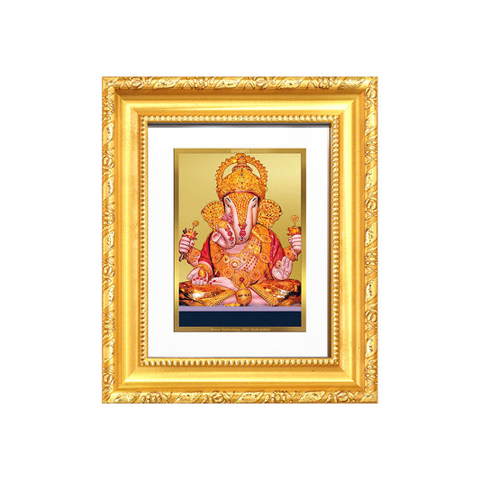 Diviniti 24K Gold Plated Dagadu Ganesha |Divine Table Top Frame for Home Mandir & Office Decor | Luxury Spiritual Gift