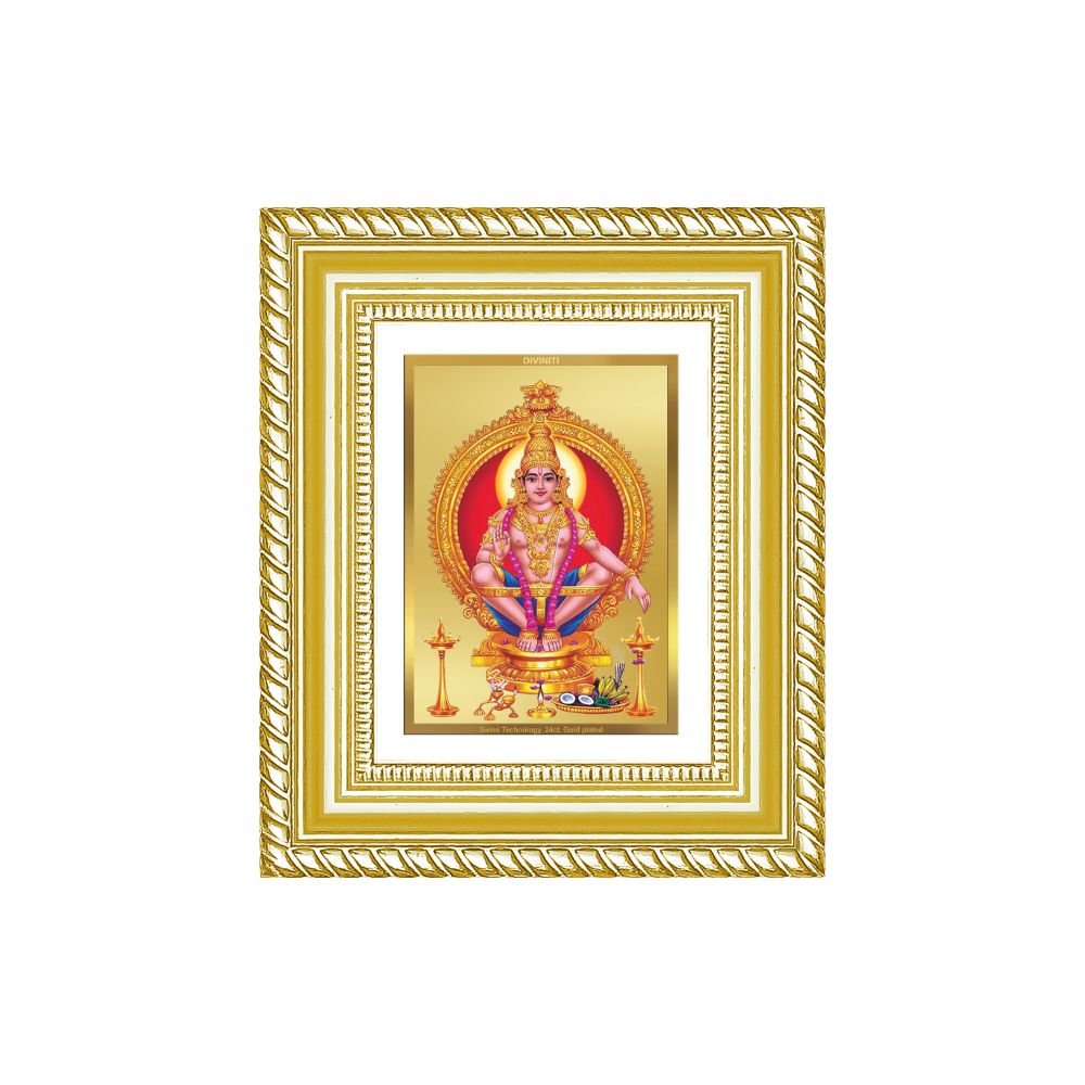 Diviniti 24K Gold Plated Ayyappan Divine Table Top Frame for Home Mandir & Office Decor | Luxury Spiritual Gift