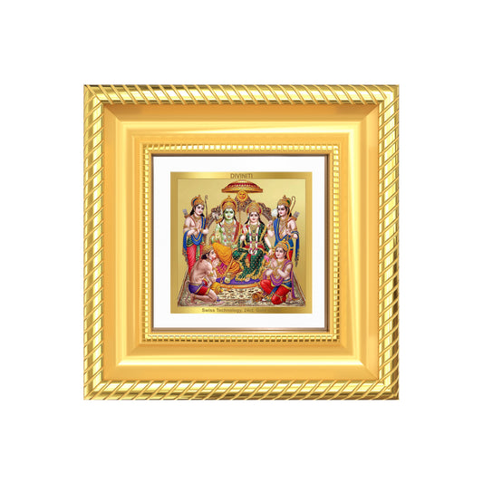 Diviniti Ram Darbar (Lord Ram with Sita, Lakshman & Hanuman) Tabletop Frame in 24K Gold Plated Foil | Dharma, Devotion & Divine Blessings | DG015S1A (10x10 CM)