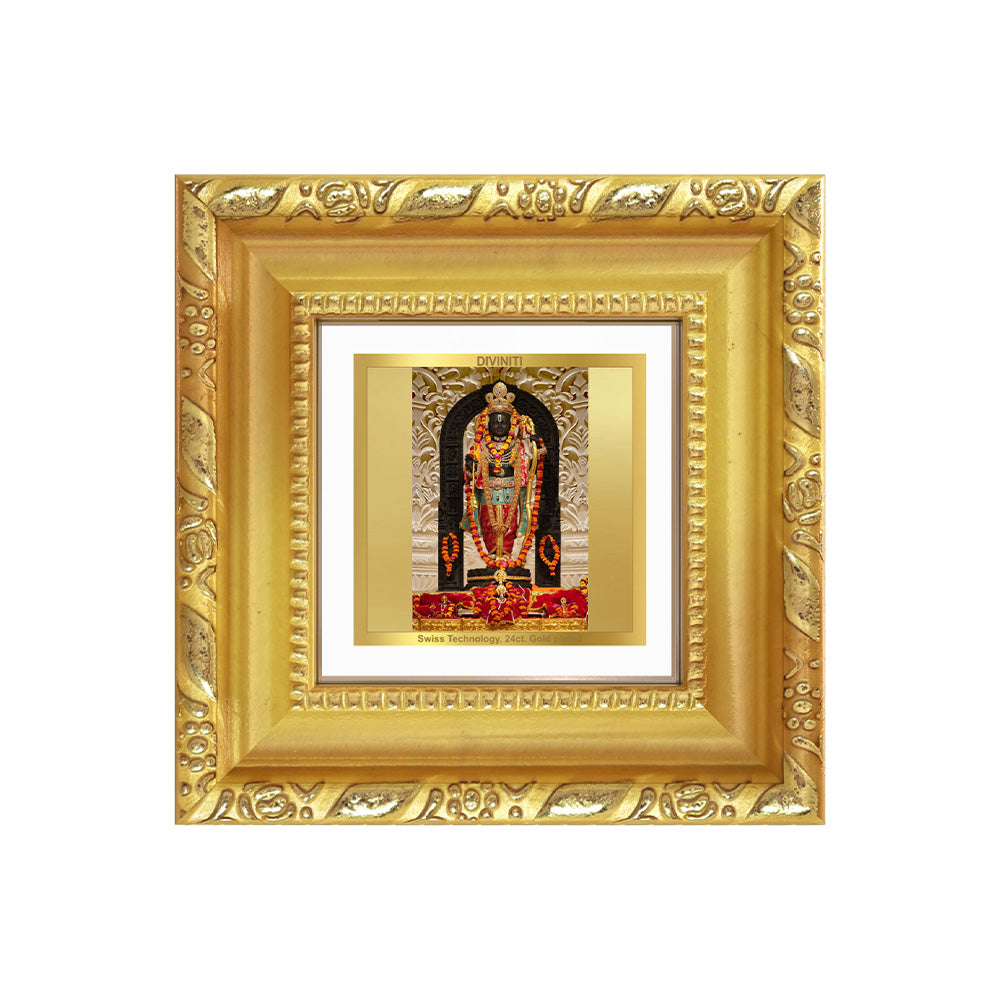 Diviniti Ram Lalla Tabletop Photo Frame in 24K Gold Plated Foil | Innocence, Divine Grace & Blessings | DG103S1A (10x10 CM)