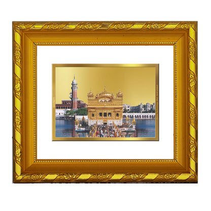 DIVINITI 24K Gold Plated Foil Sachkhand Shri Darbar Sahib (Golden Temple) Photo Frame for Home Decor, Luxury Gift, Festival DG 103 Size 1 (15.3x14.9 CM)