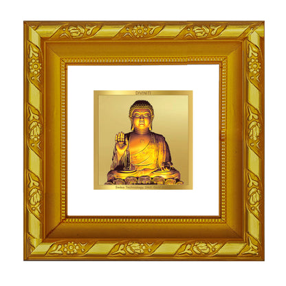 DIVINITI 24K Gold Plated Foil Lord Buddha Wall Photo Frame for Meritnation, Puja Room, Home Decor, Table Top, Gifts|DG103S1A (10x10 CM)