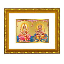 Load image into Gallery viewer, Diviniti Lakshmi &amp; Ganesha Gold Plated Wall Photo Frame, Table Décor| DG Frame 103 Size 2 and 24K Gold Plated Foil| Religious Photo Frame Idol For Pooja, Gifts Items (21.5 CM X 17.5 CM)
