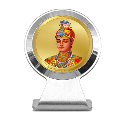 Diviniti 24K Gold Plated Foil Guru Harkrishan Sahib Ji Frame for Car Dashboard, Home Decor, Worship, Tabletop & Festival Gift MCF1CR (6.2x4.5 CM)