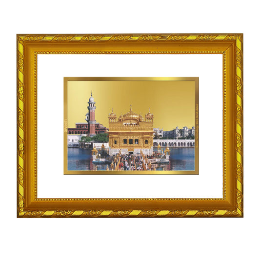 DIVINITI 24K Gold Plated Foil Sachkhand Shri Darbar Sahib (Golden Temple) Modern Photo Frame for Wall Hanging, Workshop, Table Top, Home Decor, Gift|DG103 Size 2 (22.6x18.4 CM)