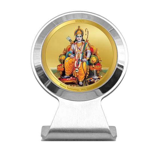 Diviniti 24K Gold Plated Foil Lord Ram Frame for Car Dashboard, Home Decor, Worship, Tabletop & Festival Gift MCF1CR (6.2x4.5 CM)
