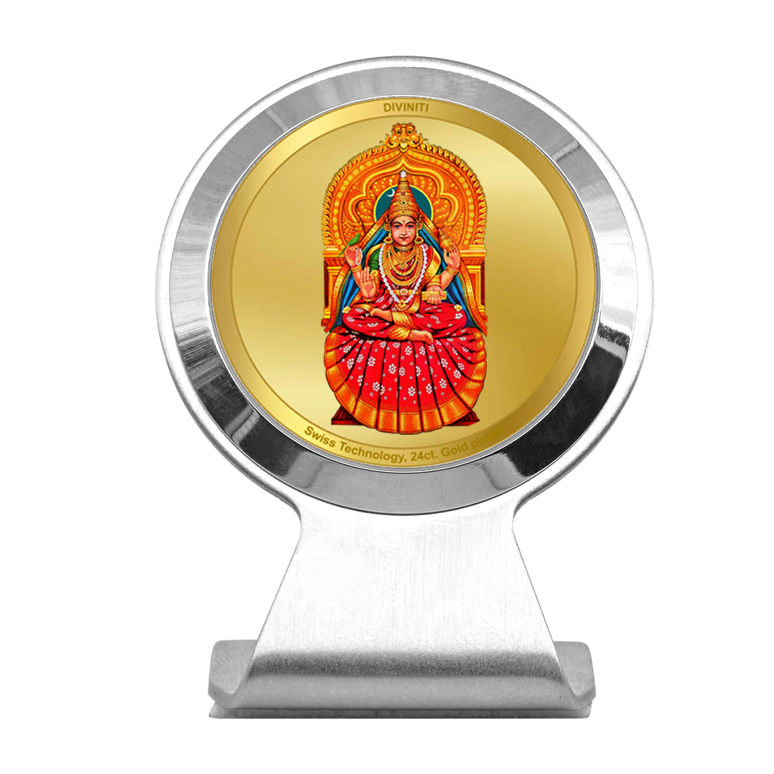 Diviniti 24K Gold Plated Foil Sharda Mata Frame for Car Dashboard, Home Decor, Worship, Tabletop & Festival Gift MCF1CR (6.2x4.5 CM)