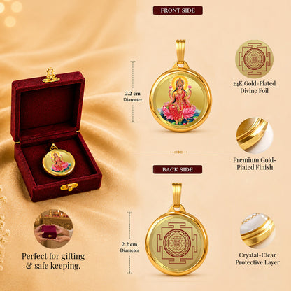 Diviniti 24K Double sided Gold Plated Pendant Lakshmi & Yantra|22 MM Flip Coin