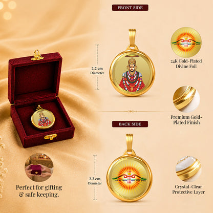 Diviniti 24K Gold Plated Khatushyam & Mantra | 22MM Double Sided Pendant For Men, Women & Kids