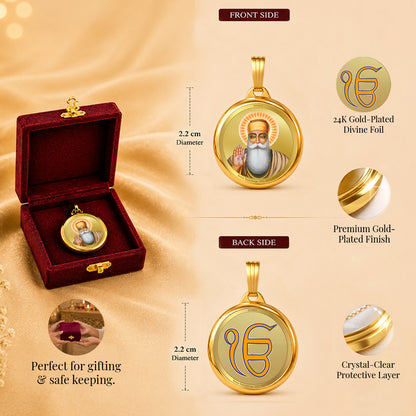 Diviniti 24K Double sided Gold Plated Pendant Guru Nanak Dev Ji & Ik Onkar|22 MM Flip Coin (1 PCS)