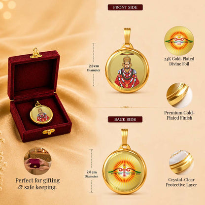 Diviniti 24K Gold Plated Khatushyam & Mantra | 28MM Double Sided Pendant For Men, Women & Kids