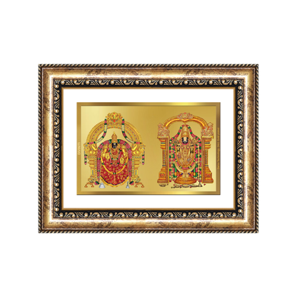 Diviniti 24K Gold Plated Padmavati And Balaji (Classic) Divine Wall Frame for Home Mandir & Office Decor | Luxury Spiritual Gift