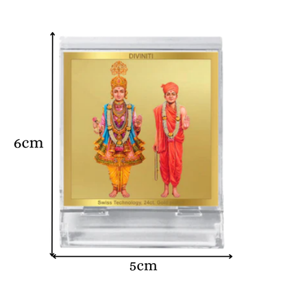 Lord Swaminarayan | Spiritual Car Dashboard & Tabletop Frame in 24K Gold Plated Foil