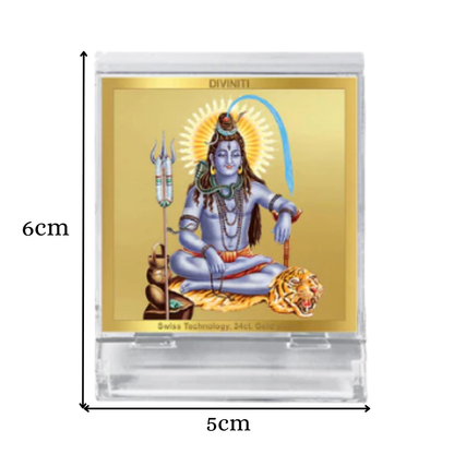Lord Shiva | Spiritual Car Dashboard & Tabletop Frame in 24K Gold Plated Foil