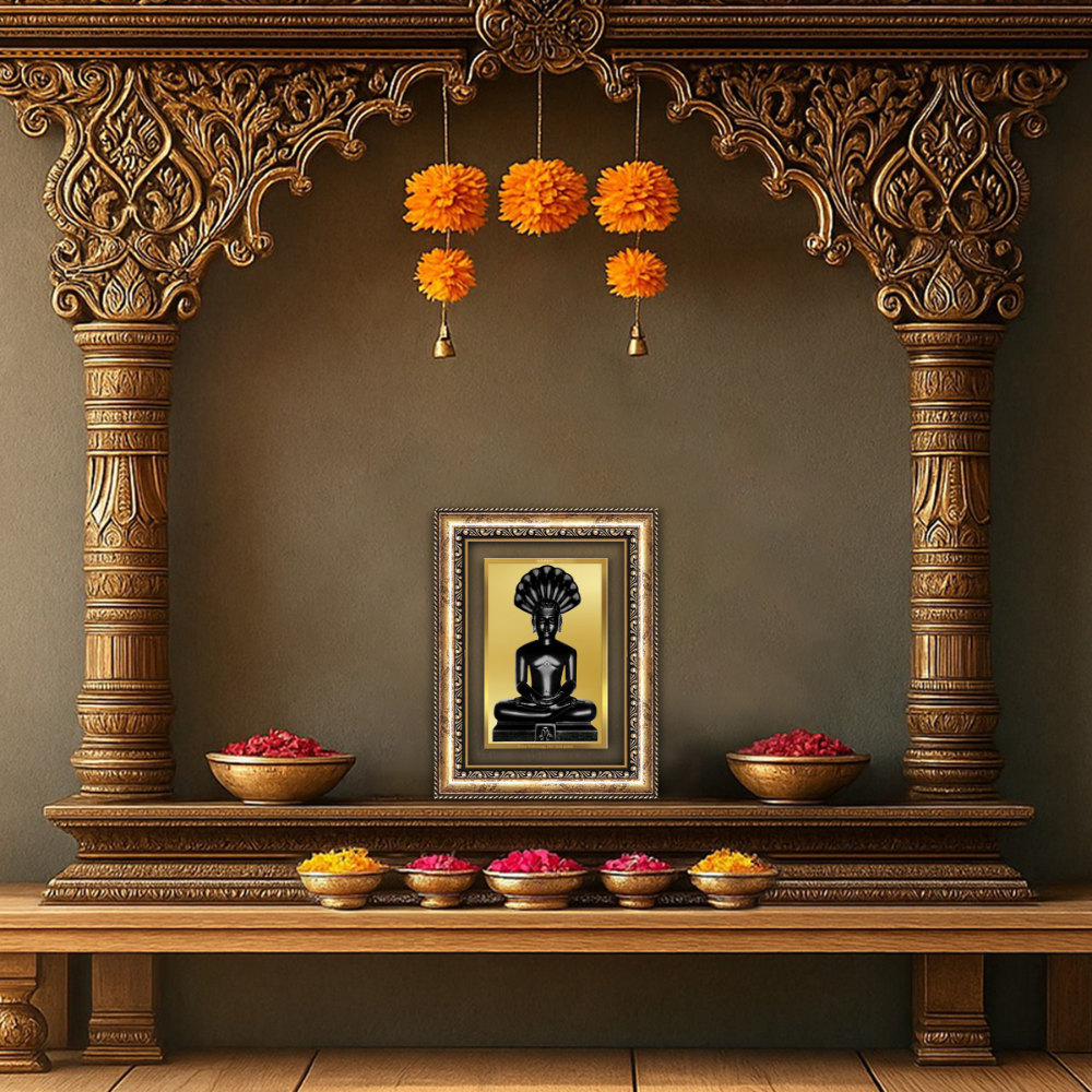 Diviniti 24K Gold Plated Parshvanath (Classic) Divine Wall Frame for Home Mandir & Office Decor | Luxury Spiritual Gift