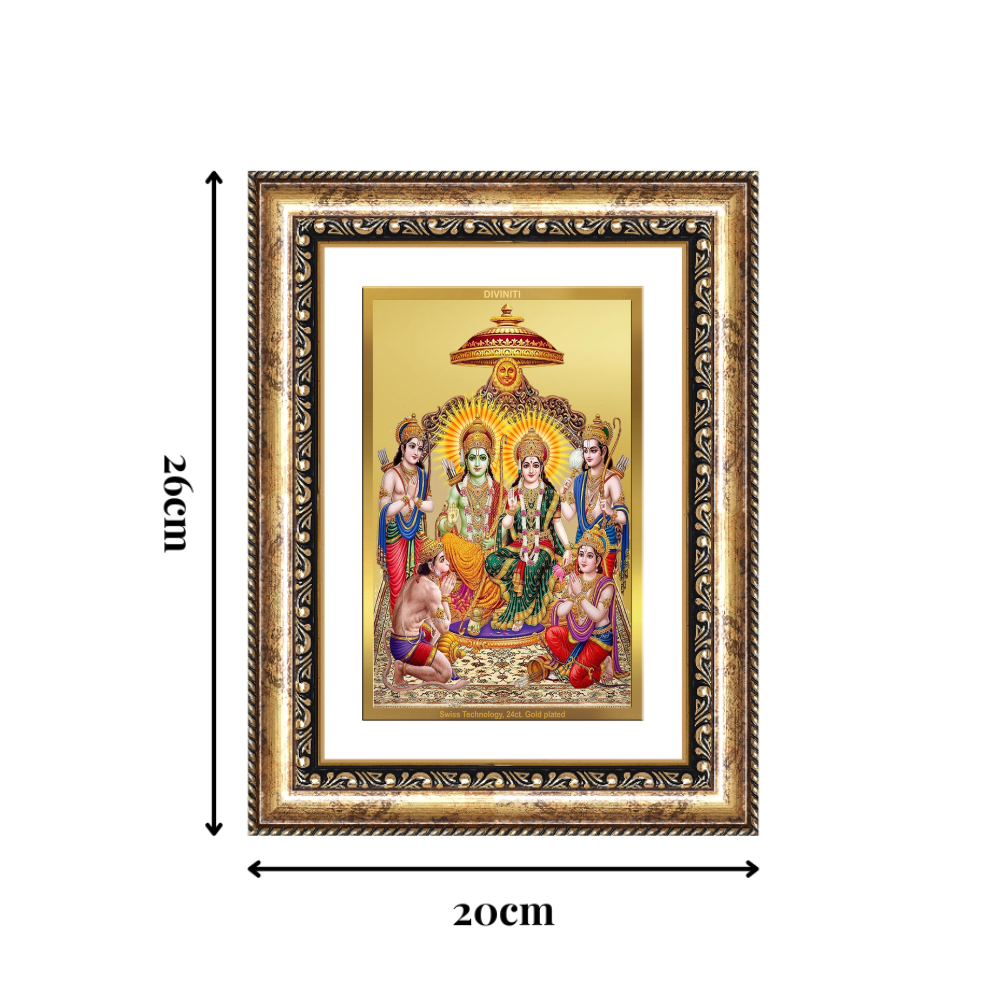 Diviniti 24K Gold Plated Ram Darbar Divine Wall Frame for Home Mandir & Office Decor | Luxury Spiritual Gift