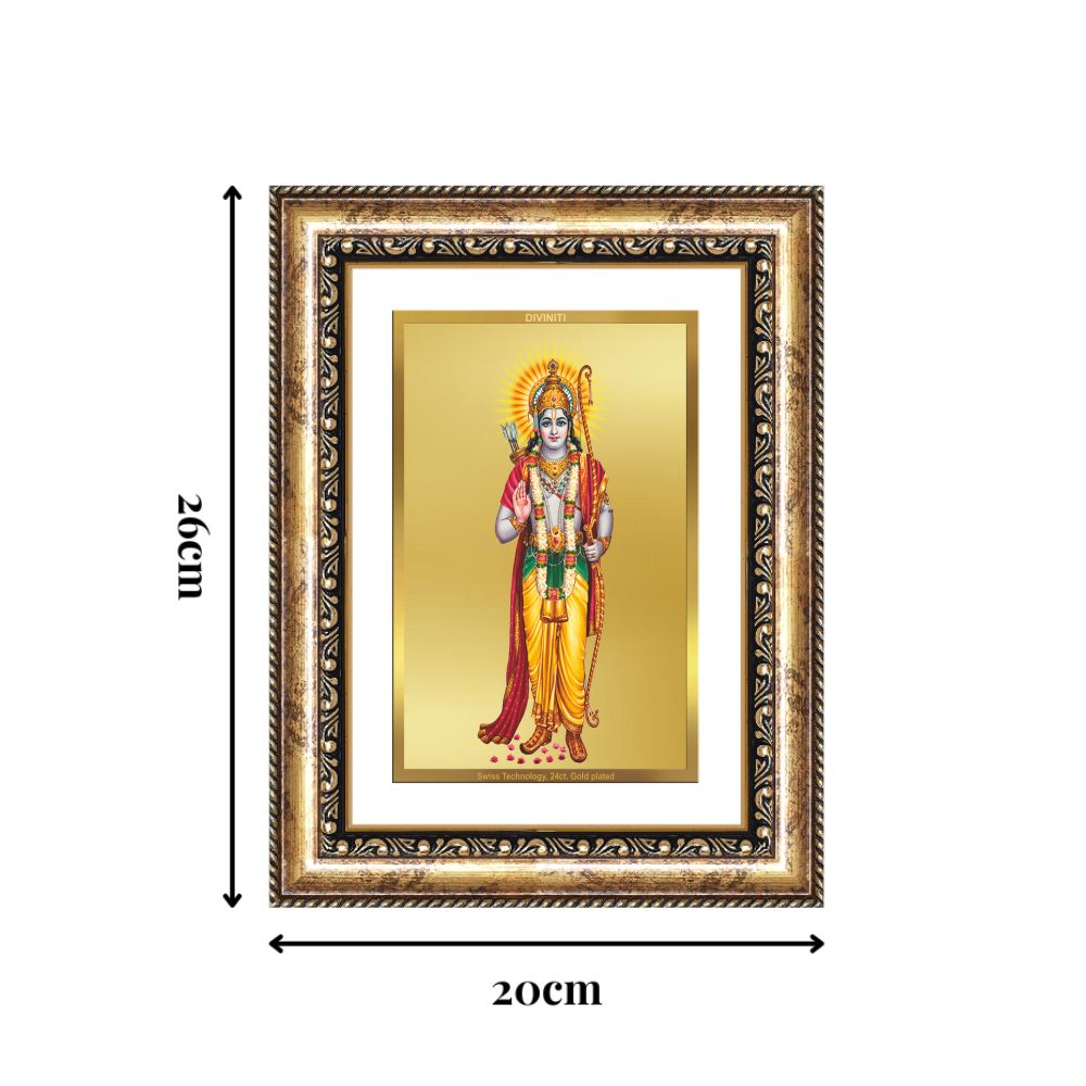 Diviniti 24K Gold Plated Ram Ji (Classic) Divine Wall Frame for Home Mandir & Office Decor | Luxury Spiritual Gift