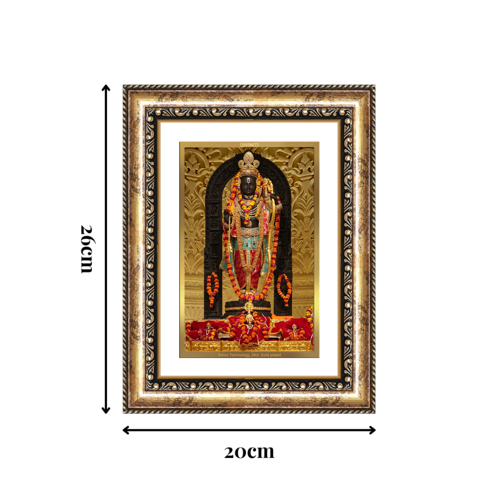 Diviniti 24K Gold Plated Ram Lalla (Classic) Divine Wall Frame for Home Mandir & Office Decor | Luxury Spiritual Gift