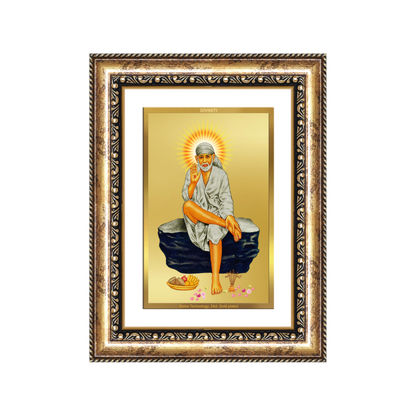 Diviniti 24K Gold Plated Sai Baba (Classic) Divine Wall Frame for Home Mandir & Office Decor | Luxury Spiritual Gift