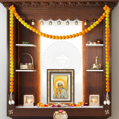 Diviniti 24K Gold Plated Sai Baba With Blessings (Classic) Divine Wall Frame for Home Mandir & Office Decor | Luxury Spiritual Gift