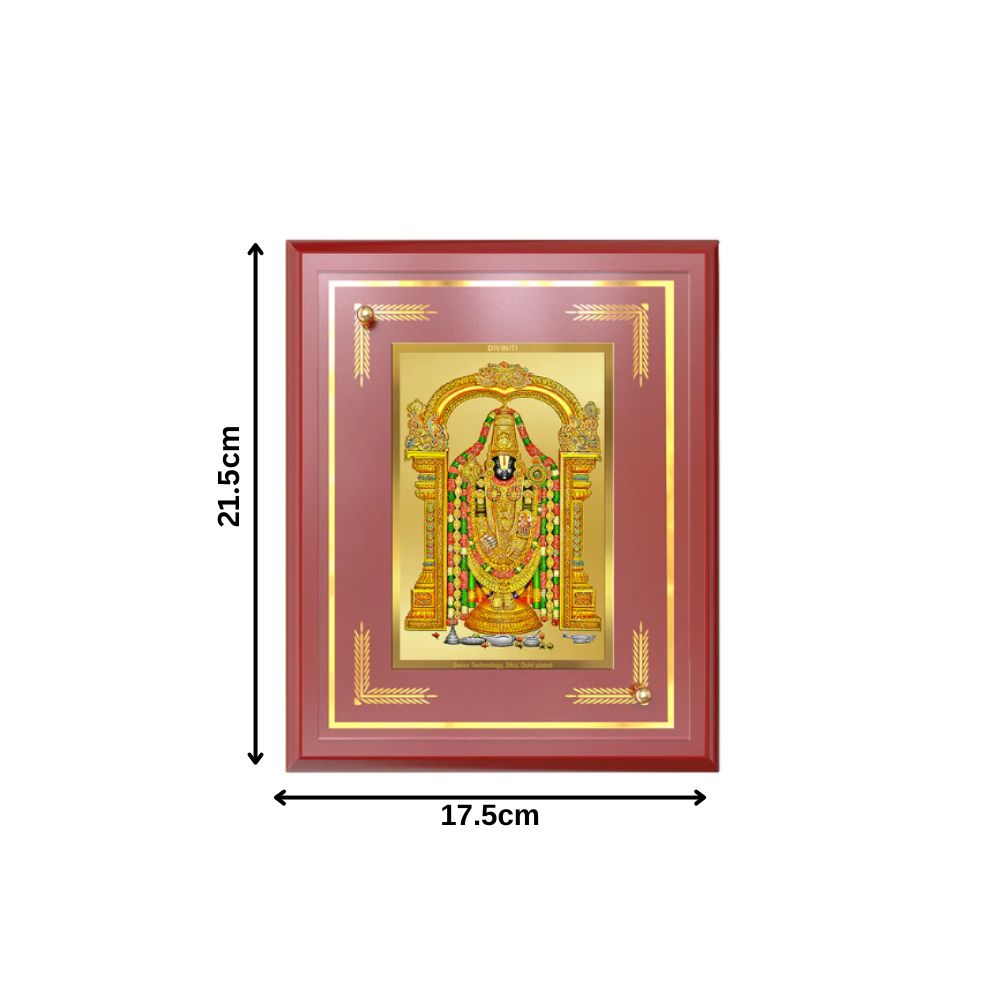 Lord Tirupati Balaji | Sri Venkateswara | Supreme form of Vishnu from Tirumala Wall & Tabletop Photo Frame in 24K Gold Plated Foil