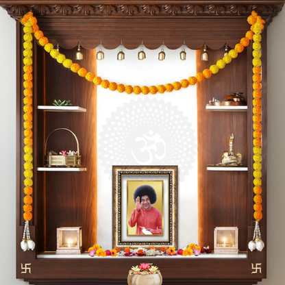 Diviniti 24K Gold Plated Satya Sai Baba (Classic) Divine Wall Frame for Home Mandir & Office Decor | Luxury Spiritual Gift