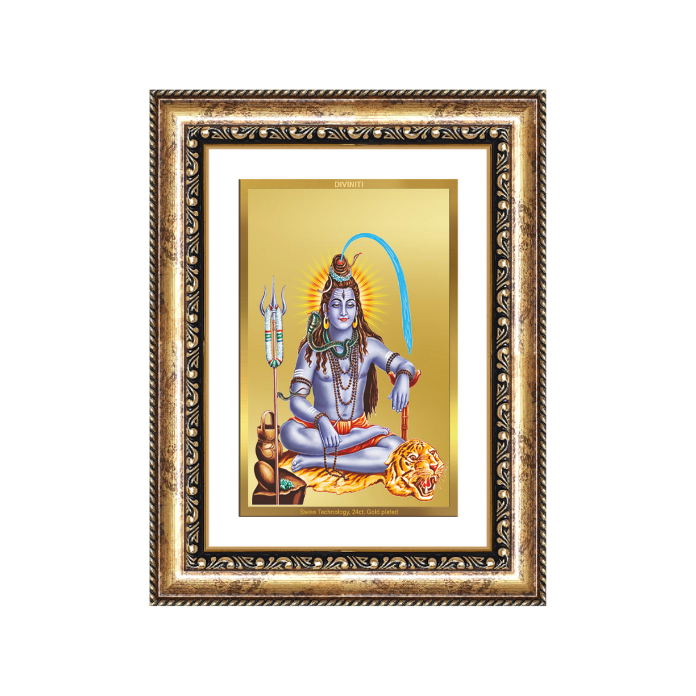 Diviniti 24K Gold Plated Shiva (Classic) Divine Wall Frame for Home Mandir & Office Decor | Luxury Spiritual Gift