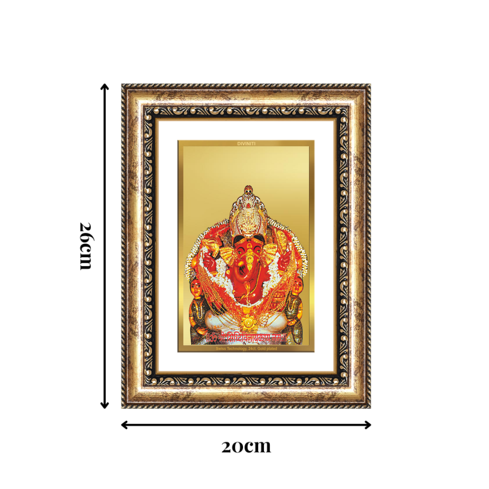Diviniti 24K Gold Plated Siddhi Vinayak (Classic) Divine Wall Frame for Home Mandir & Office Decor | Luxury Spiritual Gift