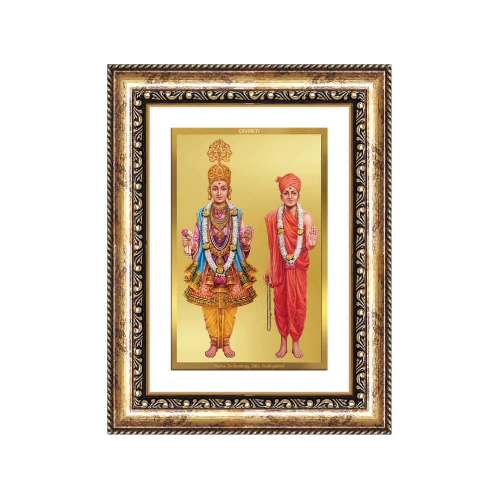 Diviniti 24K Gold Plated Swaminarayan (Classic) Divine Wall Frame for Home Mandir & Office Decor | Luxury Spiritual Gift