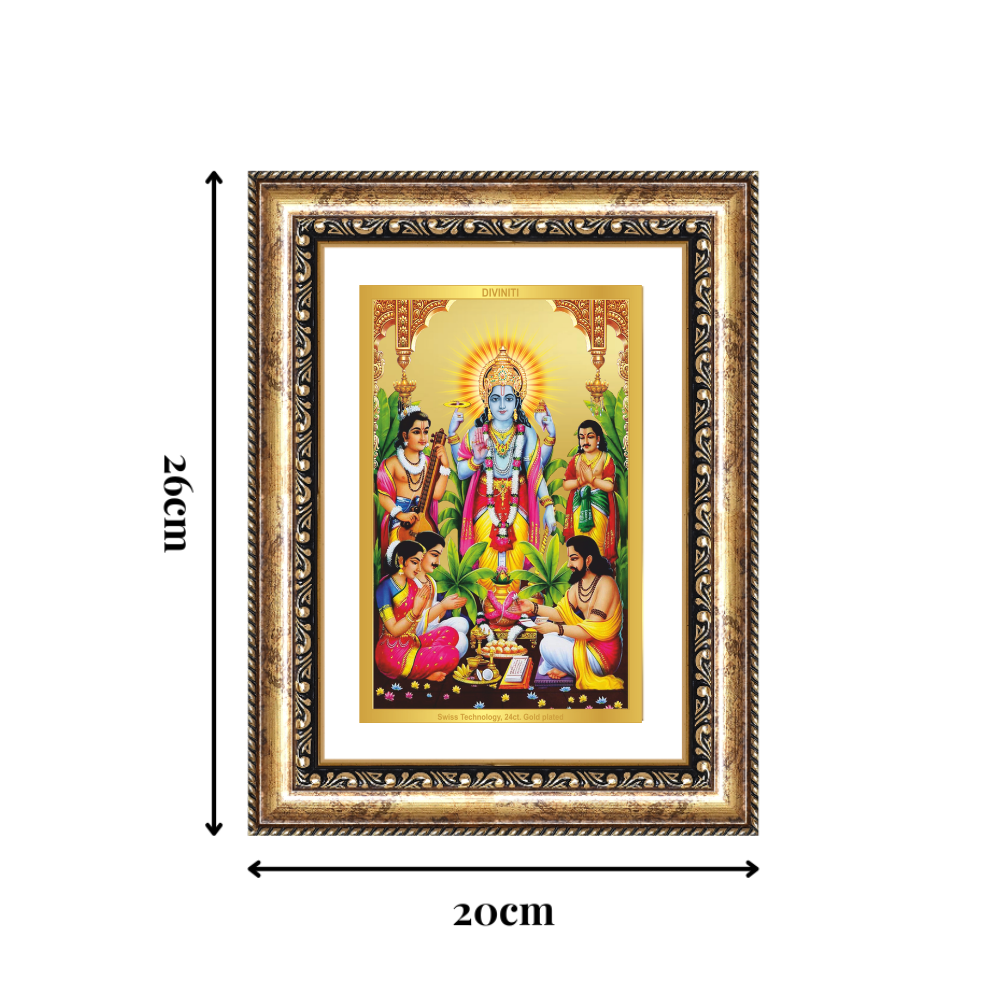 Diviniti 24K Gold Plated Satyanarayan (Classic) Divine Wall Frame for Home Mandir & Office Decor | Luxury Spiritual Gift