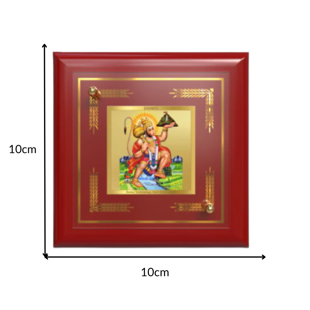 Hanuman Carrying Sanjeevani Mountain | Lord Hanuman Tabletop Frame in 24K Gold Plated Foil