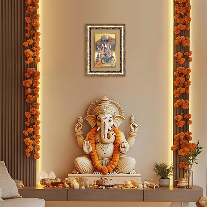 Diviniti 24K Gold Plated Shiv Parivar (Classic) Divine Wall Frame for Home Mandir & Office Decor | Luxury Spiritual Gift