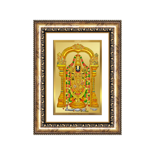 Diviniti 24K Gold Plated Tirupati Balaji Divine Wall Frame for Home Mandir & Office Decor | Luxury Spiritual Gift