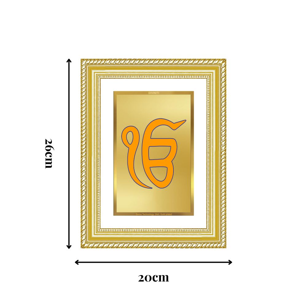 Diviniti 24K Gold Plated Ik Omkar (Classic) Divine Wall Frame for Home Mandir & Office Decor | Luxury Spiritual Gift