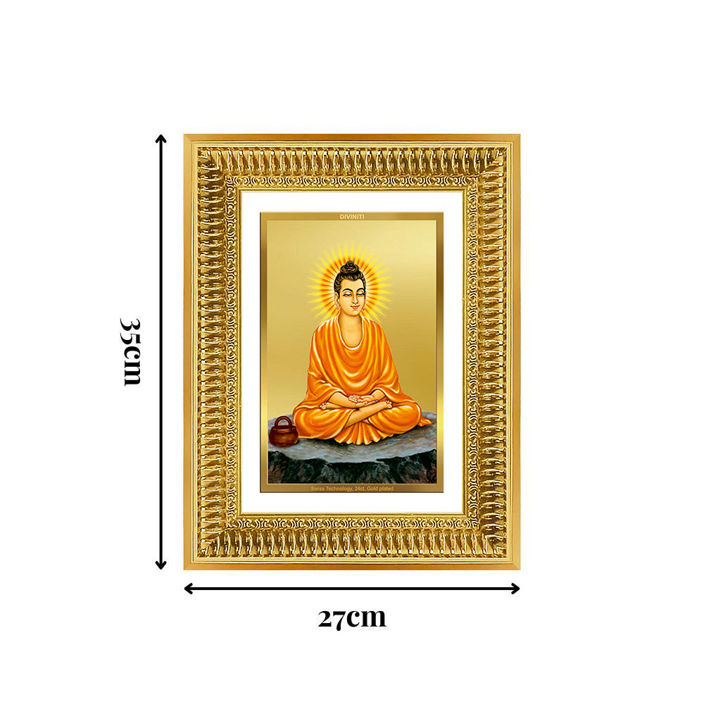 Diviniti 24K Gold Plated Buddha (Classic) Divine Wall Frame for Home Mandir & Office Decor | Luxury Spiritual Gift