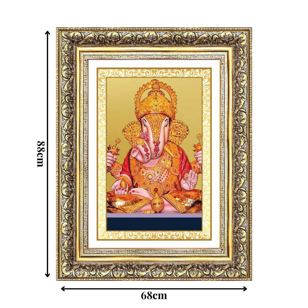 Diviniti 24K Gold Plated Dagadu Ganesha (Classic) Divine Wall Frame for Home Mandir & Office Decor | Luxury Spiritual Gift