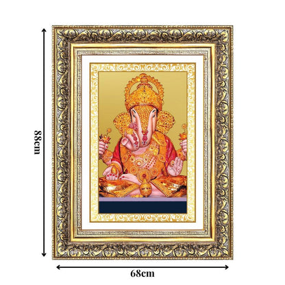 Diviniti 24K Gold Plated Dagadu Ganesha (Classic) Divine Wall Frame for Home Mandir & Office Decor | Luxury Spiritual Gift