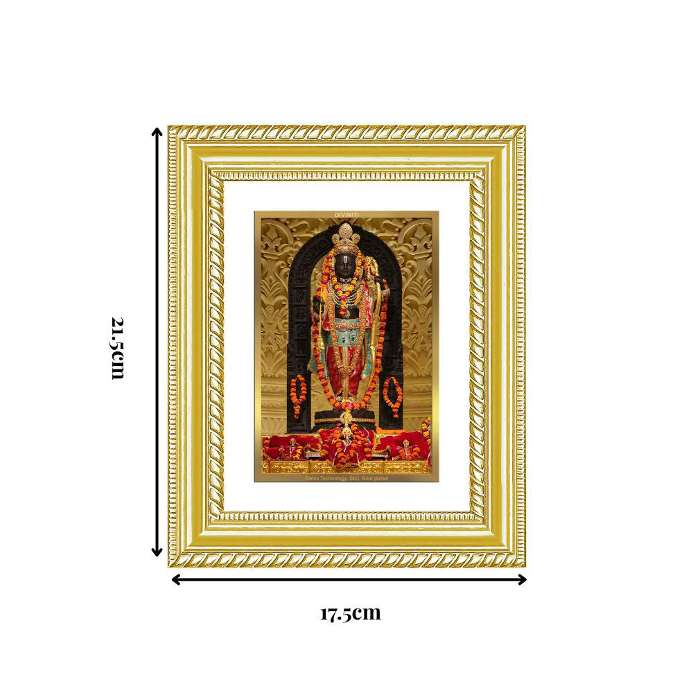 Diviniti 24K Gold Plated Ram Lalla (Classic) Divine Wall and Table Top Frame for Home Mandir & Office Decor | Luxury Spiritual Gift