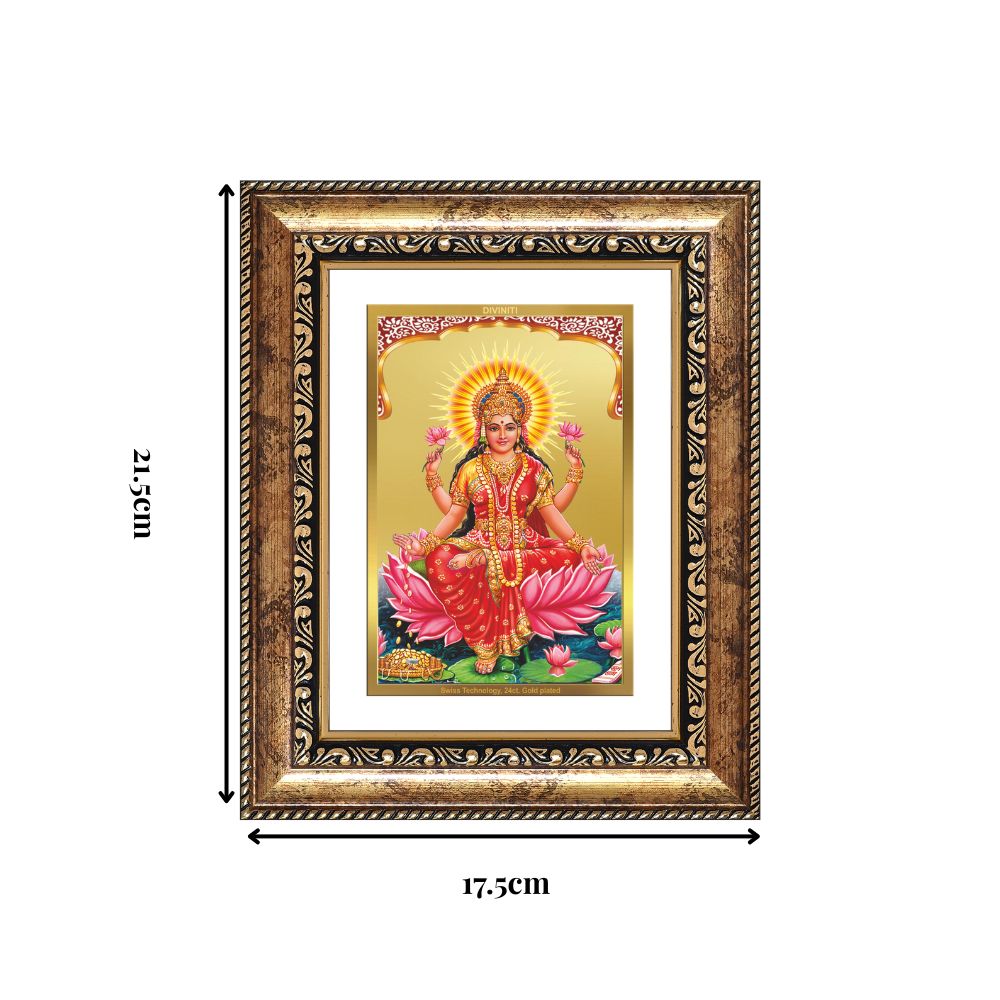 Diviniti 24K Gold Plated Lakshmi (Classic) Divine Wall and Table Top Frame for Home Mandir & Office Decor | Luxury Spiritual Gift