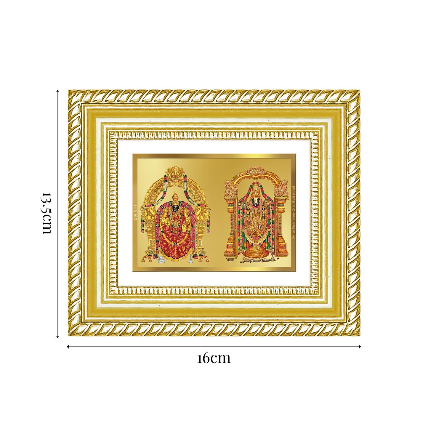 Diviniti 24K Gold Plated Padmavati And Balaji Divine Table Top Frame for Home Mandir & Office Decor | Luxury Spiritual Gift