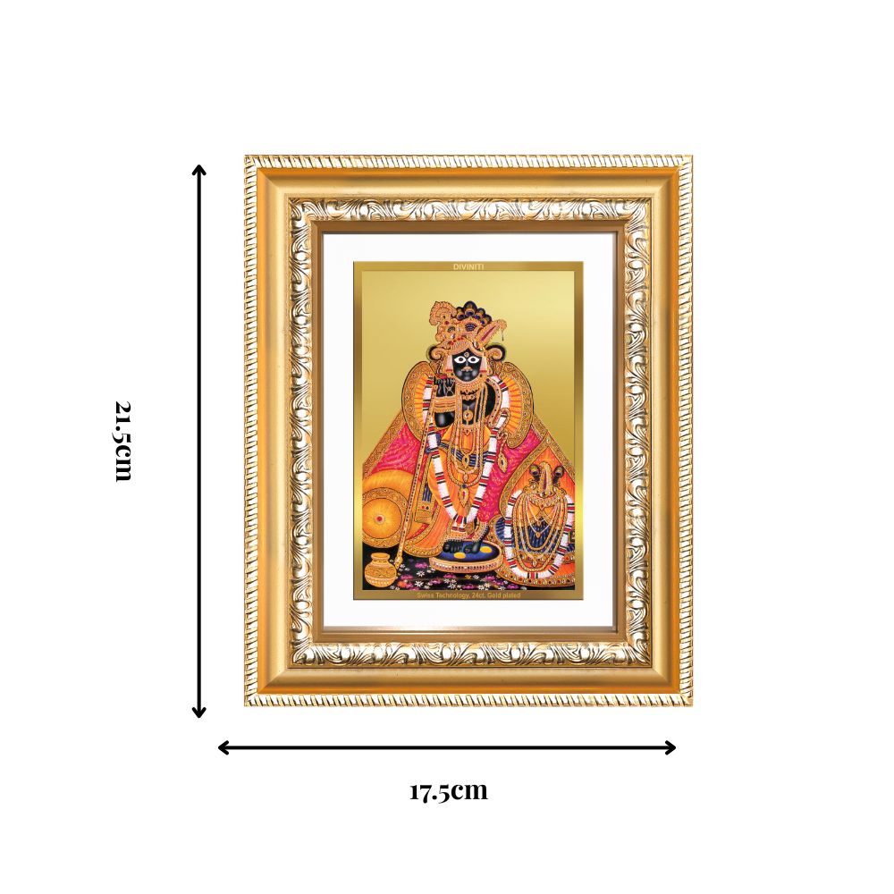 Diviniti 24K Gold Plated Banke Bihari Ji (Classic) Divine Wall and Table Top Frame for Home Mandir & Office Decor | Luxury Spiritual Gift