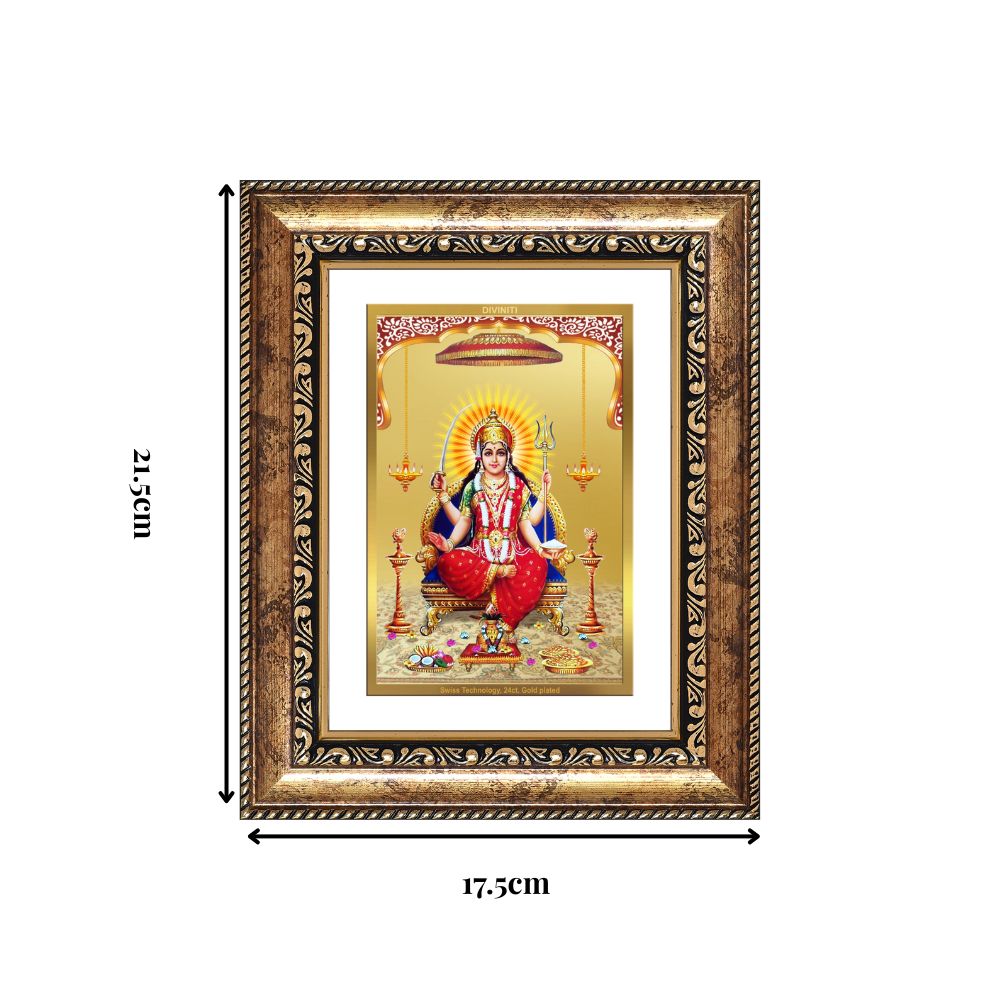 Diviniti 24K Gold Plated Santoshi Mata (Classic) Divine Wall and Table Top Frame for Home Mandir & Office Decor | Luxury Spiritual Gift