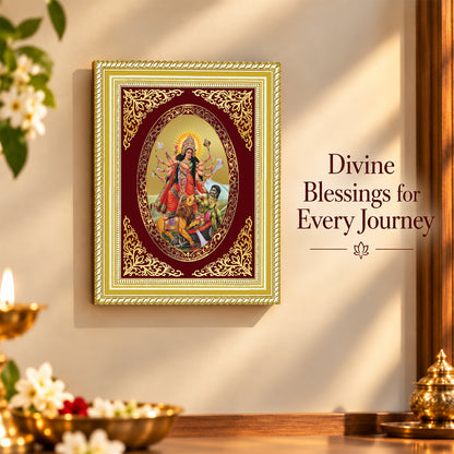 24K Gold-Plated Durga Mahishasura Mardini Frame | Premium Gift Box | 26x20 CM