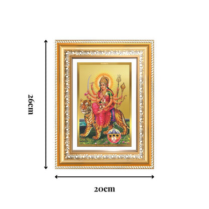 Diviniti 24K Gold Plated Durga - Sherawali Mata With Pind (Classic) Divine Wall Frame for Home Mandir & Office Decor | Luxury Spiritual Gift