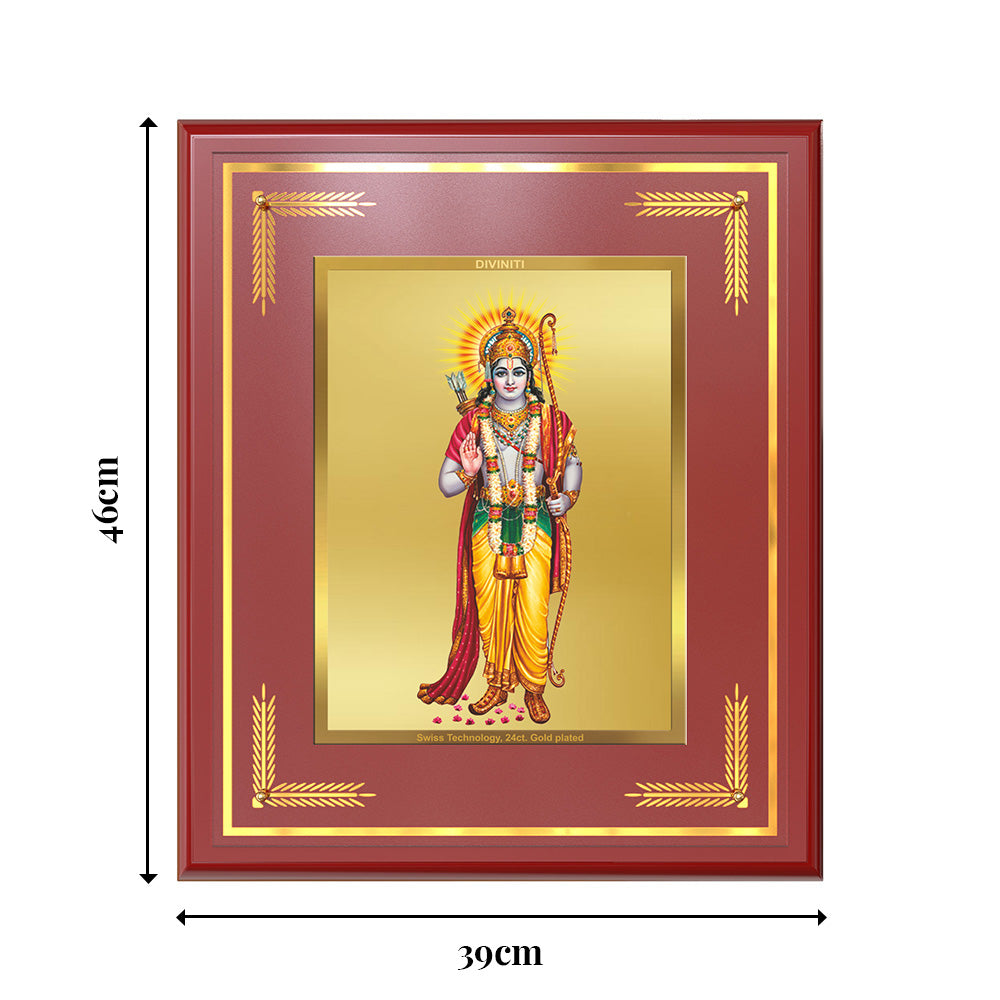 Diviniti Shree Ram Ji Wall Photo Frame in 24K Gold Plated Foil | Symbol of Dharma, Courage & Divine Blessings