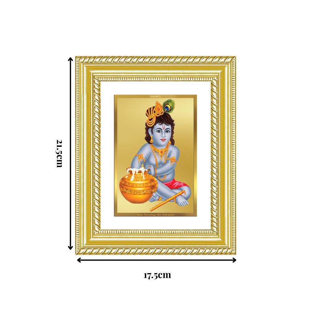 Diviniti 24K Gold Plated Bal Gopal Divine Wall and Table Top Frame for Home Mandir & Office Decor | Luxury Spiritual Gift