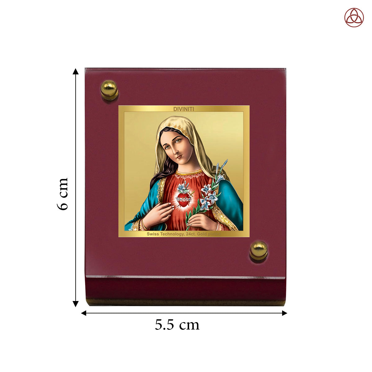 Mother Mary | Divine Holy Virgin Mary Car Dashboard & Tabletop Photo Frame in 24K Gold Plated Foil