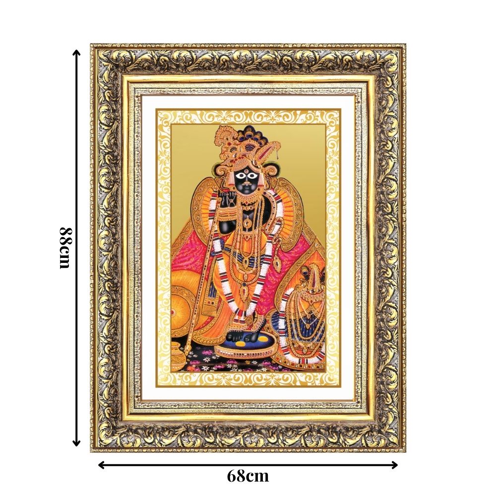 Diviniti 24K Gold Plated Banke Bihari Ji (Classic) Divine Wall Frame for Home Mandir & Office Decor | Luxury Spiritual Gift